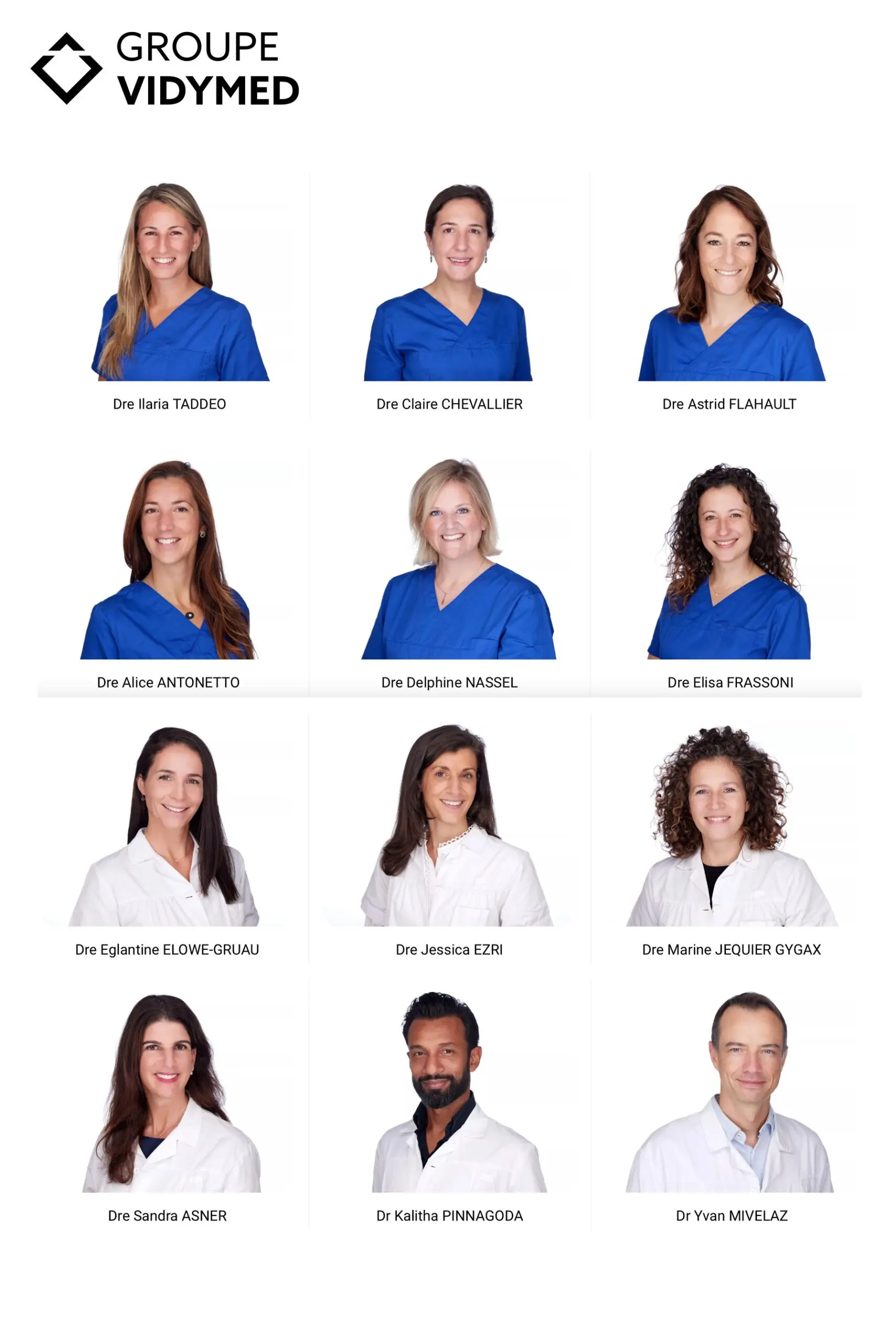 Planche de portraits d’équipe réalisée pour le Groupe Vidymed